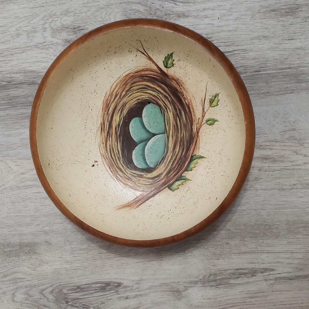 Wooden hand painted bowl